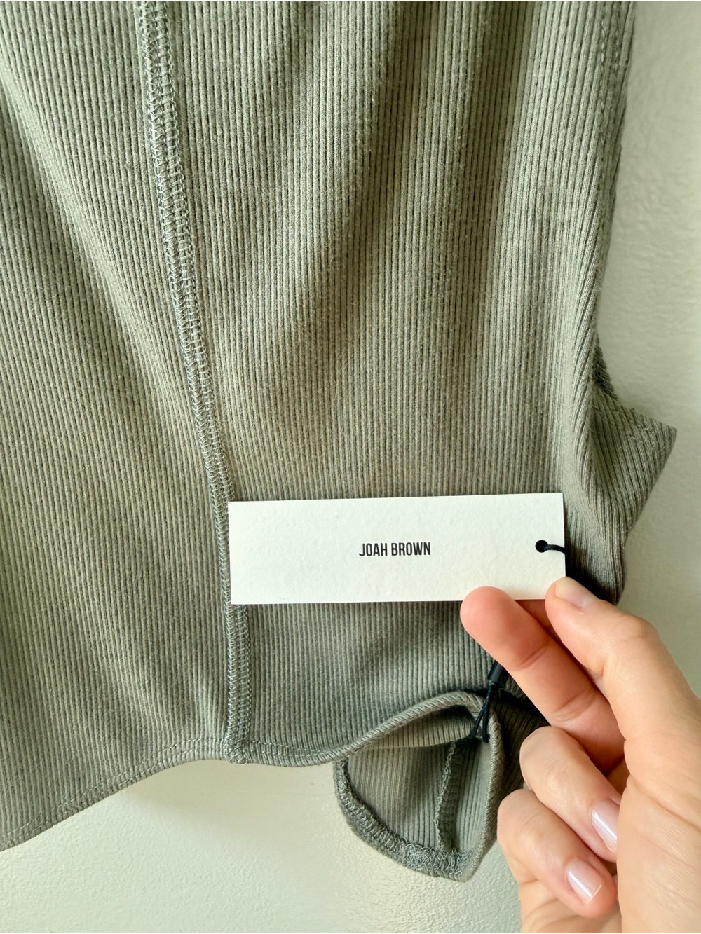 Joah Brown Olive Ribbed Cropped Tank size is S/M - Picture 3 of 3